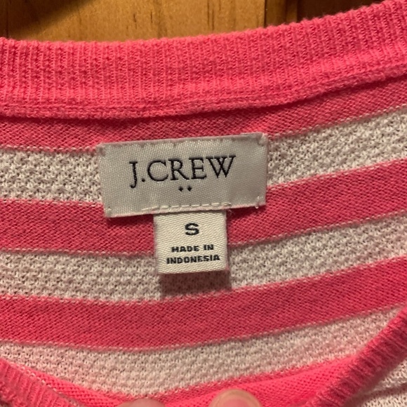 J. Crew Factory Short Sleeve Striped Textured Sweater Small Pink & White - Picture 4 of 5